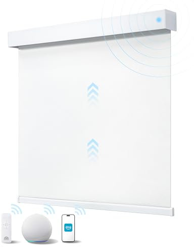 JaeJaes Tende a rullo motorizzate con telecomando, oscuranti, ricaricabili, compatibili con Alexa, tende elettriche per soggiorno, cucina, studio, 88,9 cm di larghezza x 182,9 cm di altezza, bianco