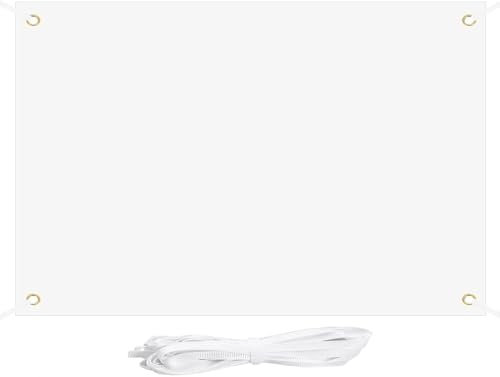 parallelower Großes Leeres Banner Blanko Banner 150x100cm Banner Selbst Gestalten Banner Personalisiert Weiß mit 6m Hängendem Seil für Fahne Selbst Gestalten DIY Painting Geburtstagsbanner