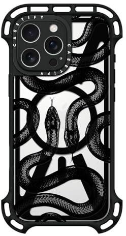 CASETiFY Ultra Bounce iPhone 16 Pro Max Case [Shockproof / 32.8 ft. 10X Military Grade Drop Protection/Compatible with Magsafe] - Black Kingsnake - Black