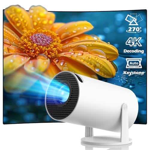 Mini Proyector Portátil - WiFi6 Bluetooth 5.0, Compatible con HD 4K 1080P Proyector con Corrección Automática de Tecla Vertical 270° Giro Proyector Portátil, Proyector Inteligente con Android 11.0