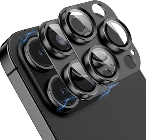 OAproda 2 Pack Camera Lens Protector for iPhone 16 Pro Max, 9H Anti-Scratch Stepped Lens Protectors, Aluminium Alloy Integrated Camera Cover for 16 Pro/15 Pro Max/15 Pro/14 Pro Max/14 Pro (Black)
