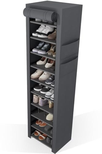 AMBRACOR Scarpiera Slim 45x175x30cm in Tessuto Impermeabile a 11 Ripiani - Mobile Portascarpe da Esterno o Interno