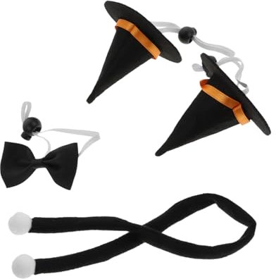 GRIRIW 1satz Halloween Tier Zubehör Teiliges Mit Hexenhut Schwarzer Schleife Und Passendem Schal Kreatives Fotorequisit Für Haustiere Für Halloween Cosplay Und Tierpartys