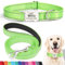 SEOUGEE Personalised Dog Collar and Lead Set with Engraved Metal Buckle, Reflective Nylon Dog Collars and Leash for Large Dogs with Custom Name Plate Phone Number (Green Set, L:Neck 40-60cm)