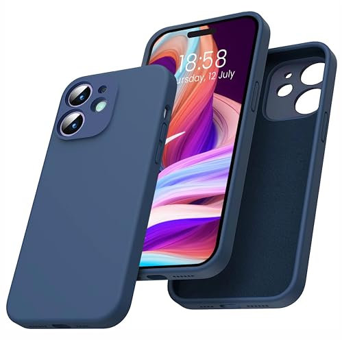 elexal Liquid Silicone Case Designed for iPhone 14 Case, Individual Protection for Each Lens Full Body Covered Thickened Rubber Shockproof Phone Case iPhone 14-6.1 inch (Blue)