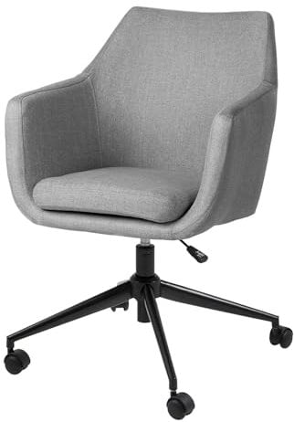 home24 Bürodrehstuhl mit Rollen und Armlehne | Ergonomischer Bürostuhl mit Samt-Bezug in Altrosa und Metall-Gestell in weiß Belastbarkeit 110 kg | Höhenverstellbarer moderner Drehstuhl gepolstert