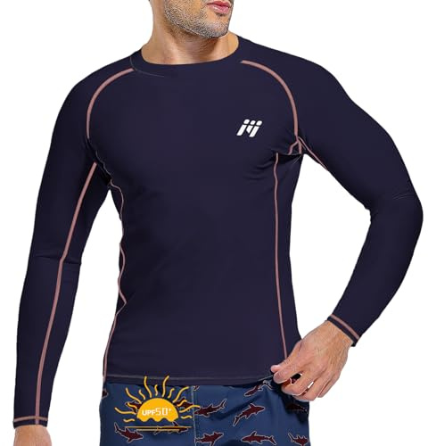 MEETWEE Hauts de Bain Anti-UV Homme Manches Courtes/Longues Rashguard Shirt UPF 50+ Sechage Rapide Léger pour Surf Plongée