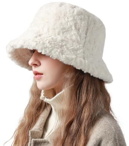JDYaoYing Wintermütze für Damen, Kunstfell, Fischerhut, Plüsch, flauschig, Kunstnerz, dicke Fischermütze für Damen