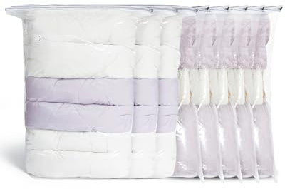 BAGSMART Vacuum Storage Bags 80% Space Saved,5 Jumbo 3 Cube Jumbo Reusable Zip Seal Compression Bags for Clothes Duvets Quilts Bedding Pillows (8 Combo, No Pump Included)