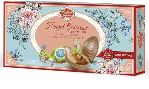 Reber Nougat-Ostereier Set - Gefüllte Schokoladeneier mit Mandel Nougat und Nuss in edler Schokolade – Perfekte Leckerei für Ostern