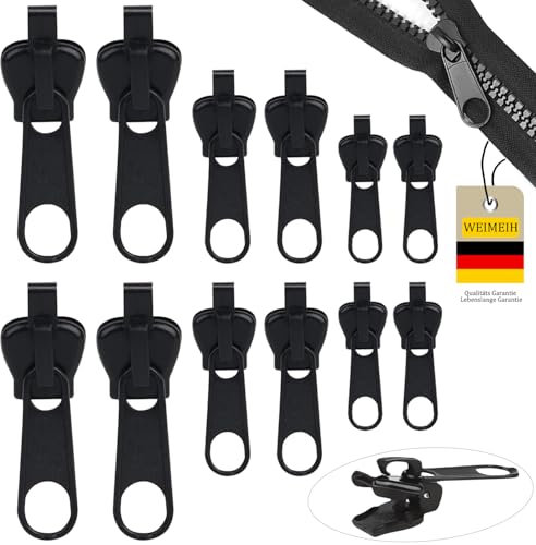 Reisverschluss-reparaturset, WEIMEIH 12 Stück Fix-reißverschluss Zipper, Reisverschluss-zipper Ersatz, Universal Reißverschluss Reparatur Set für Kleidung, Rucksack, Gepäck, Schlafsack