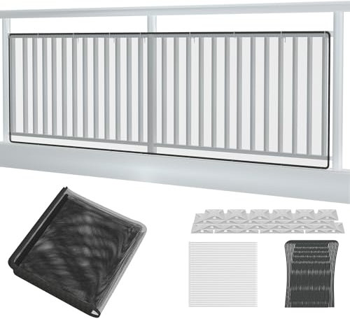 NAIZY Treppen Schutznetz 200x91 cm Schwarz Sicherheitsnetz für Treppen und Kinder Nylonseil Netz mit Zubehör Inklusive Kabelbinder Halteseile und Bodenhalterungen Einfache Montage