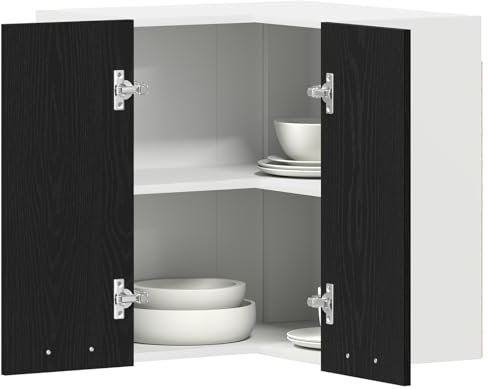vidaXL kitchen cabinet black oak 57 x 60 cm - sleek engineered wood for indoor kitchens with dual flat panel doors