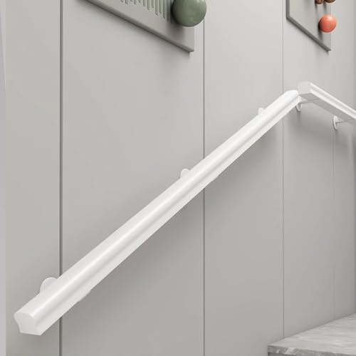 Pasamanos de escalera modernos, barra de soporte de barandilla de escalera de madera maciza, 100cm 120cm 1,5m 180cm 2m 2,5m 3m 4m, barandilla de barra de apoyo para terraza, interior y exterior(Blanco