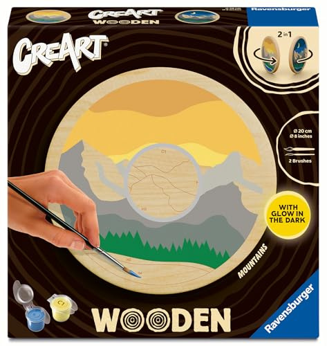 Ravensburger – CreArt Wooden – Bois – Adulte – Peinture par numéros – Moutains – Activité détente et créative – 25923