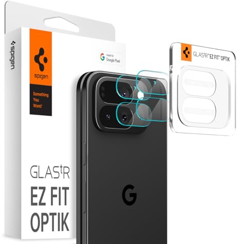 Spigen EZ Fit Optik [2P] Camera Lens Protector for Google Pixel 10 Pro Fold | Black, 9H Hardness Tempered Glass, Individual Lens Protection, Precise Lens Cutouts, Flash-Safe, Crystal Clear