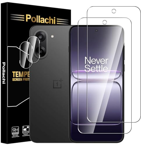 Pollachi [2+2 Protector de Pantalla Compatible para OnePlus Nord CE5 Cristal Templado,2 Piezas Vidrio Templado Y 2 Piezas Protector Camara,Anti-Arañazos,Ultra HD,Antihuellas