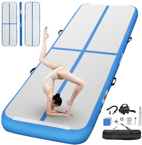 FBSPORT Airtrack Matte,10/20cm Hoch Verdicken 2/3/4/5/6 M Tumbling Matte,Gymnastikmatte mit Luftpumpe,Trainingsmatte mit Tragetasche,Turnmatte für Zuhause, Outdoor,Yoga, Übungsgymnastik usw