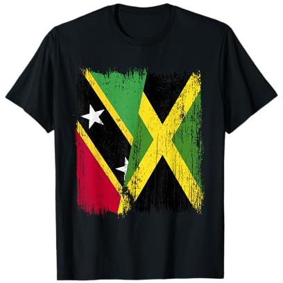 Saint Kitts and Nevis Jamaica Half Flag T-Shirt