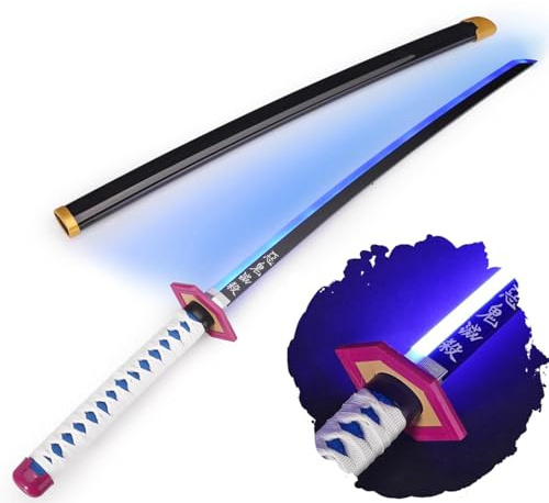 Demon Slayer - Schwert, Lichtschwert, Laserschwert, Lightsaber, Katana LED, Samurai Sword mit LED Klinge mit Scheide, Animefans, Anime Cosplays, für Erwachsene und Kinder (Giyuu Tomioka)