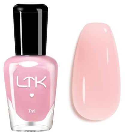 Jelly Pink Nail Polish,Transparent Light Pink Varnish,Quick Dry Sheer Pink Nail Varnish,Milky Nude Pink High Glossy Finish Nail Polish for Everyday & Manicure