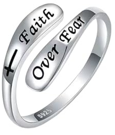 Kreuz Ringe, Verstellbare Inspirierende Ringe aus 925er Sterlingsilber, Spirale Gedreht Kreuz-Glaubens-Wickelring, Christliche Offener Ringen, Stapelbar Religion Schmuck Geschenk für Männer und Frauen