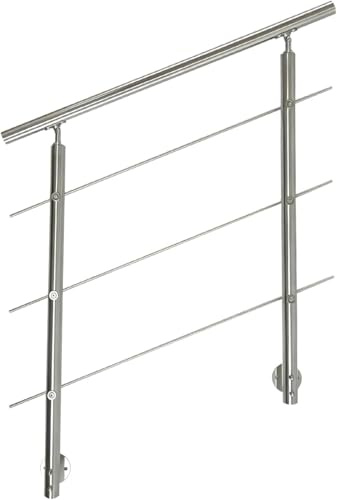 Edelstahlgeländer, Seitenmontagewinkel Verstellbares Wandgeländer, Kann Drinnen und Draußen Installiert Werden, Leicht zu Reinigen, Einschließlich Installationsmaterialien, 120cm mit 3Querstäbe