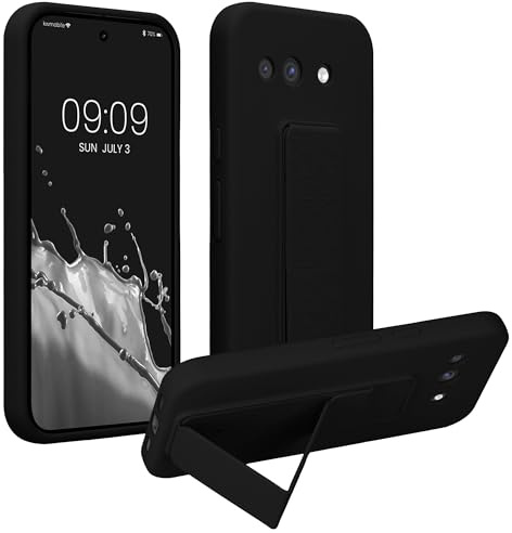 kwmobile Handyhülle für Google Pixel 10a Hülle - TPU Silikon Case mit Fingerhalter und Stand - Schutzhülle Cover in Schwarz