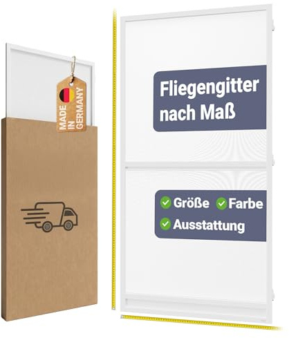 Fliegengitter Tür nach Maß – Insektenschutz Drehtür, aufgebaut geliefert, maßgefertigt, pulverbeschichtete Alu-Profile, Profi-Qualität, Made in Germany (Weiß, 70 x 190 cm)