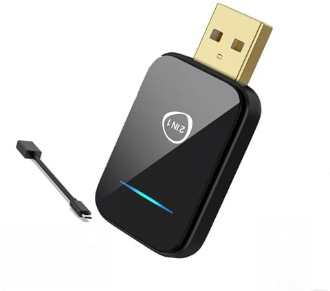 Adaptador CarPlay inalámbrico 2 en 1 para iPhone y Android Auto, con Cable a inalámbrico, Mini actualización 2026, Plug & Play, Auto Connect, Compatible con Coches a Partir de 2016 y iPhone/Android