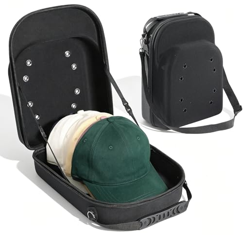 UOSIWYA Baseball Cap Storage Case, Hat Boxes with Carrying Handle and Shoulder Strap Hat Box Organizer for 6 Hats Cap Storage for Travel Home Storages