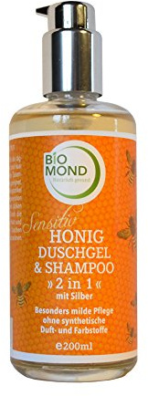 Honig Duschgel & Shampoo Sensitiv von BIOMOND *2 in 1* mit kolloidalem Silber/Naturkosmetik/Pumpspender/ohne Silikone/Naturkosmetik