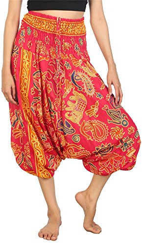 Lofbaz Donna Elefante Harem Affumicato Vita Tuta Pantaloni Rosa S