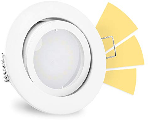 linovum® fourSTEP LED Deckenleuchte schwenkbar dimmen ohne Dimmer - LED GU10 5W warmweiß 230V - Spot Einbauleuchte weiß rund