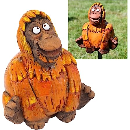 Midene Gartenstecker Keramik Handgefertigt - Gartendeko für Draußen Wetterfest - Garten Deko Keramik - Gartenfiguren & Gartenstatuen - AFFE