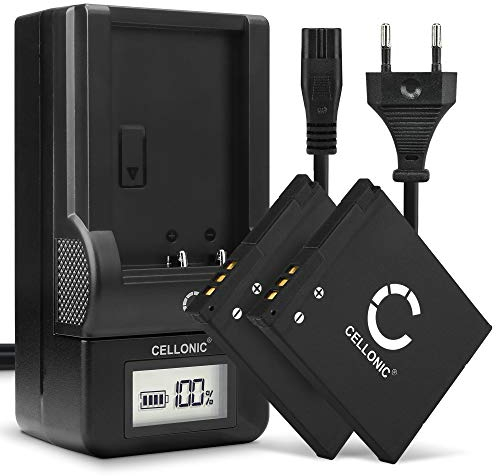 CELLONIC, Batterie pour Caméra, Compatible avec Panasonic Lumix DMC-SZ9, DMW-BCL7, DMC-SZ10 (3.7V, 600mAh) 2 Pièces + Chargeur