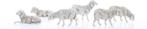 Moranduzzo 6 Pecore Assortite H. max 2,7 cm per Presepe da Cm 8 Scala 1:22 – STANDARD 8 – Statuine Indistruttibili, Pittura Rifinita a Mano, Prodotto Ufficiale, Made in Italy, Scultore M. Landi
