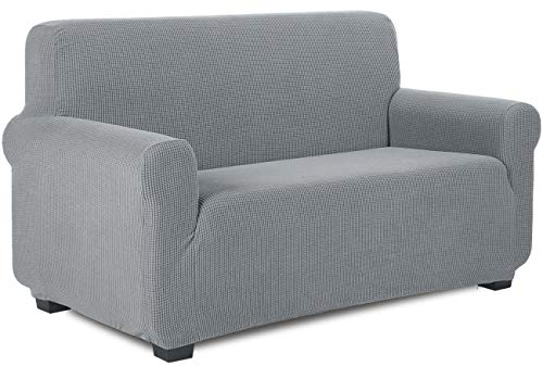 TIANSHU Sofabezug 2 sitzer, Stretch Spandex Couchbezug Sesselbezug Elastischer Antirutsch Stretchhusse Weich Stoff,Jacquard-Stretch-Sofabezug, Schonbezug für Sofa-Sofahalter(Hellgrau)