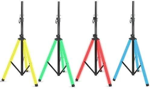 Alphasonik Universal 6 Feet Adjustable Height 35mm Tripod DJ Speaker Stand w/Variable LED Lights Constructed with Heavy Duty Durable Steel and Lightweight for Easy Mobility Safety PIN Screw Locks