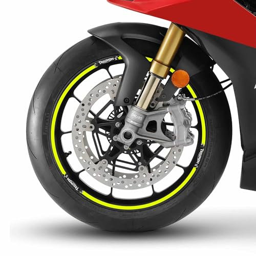 labelbike - Adesivi Strisce Moto Cerchi Ruote 17 Kit Protezioni compatibili con TRIUMPH - giallo fluo