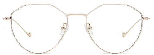 Cyxus Blaulichtfilter Brille Damen, Geometrie Mode Leicht Einzigartig Brillen(8009-Gold)