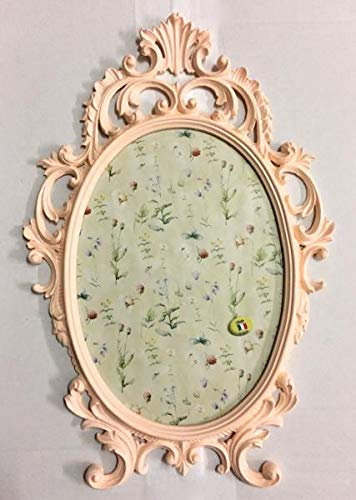 C531 Cadre Photo Sous Verre Baroque Vieux Rose Ovale Antique 43 x 27 cm