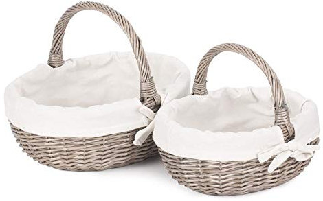 Red Hamper Wicker Shopping Basket, Brown, Set of 2