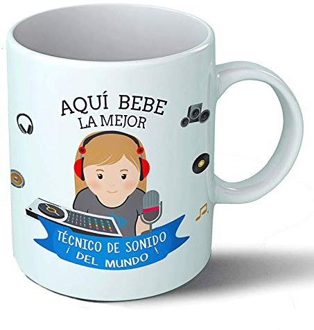 Planetacase - Taza Tecnico de Sonido Regalo Original - Cerámica 330 mL - Taza Desayuno Apta para Microondas y Lavavajillas - Resistente a Lavados