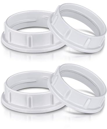 Light Socket Shade Rings,Aluminum Threaded Socket Ring for Medium Base E26 Sockets,Retaining Rings for Glass Lamp Shades Light Fixtures (4-Pack White Color/For Thread Diameter 1-1/2 Inches)