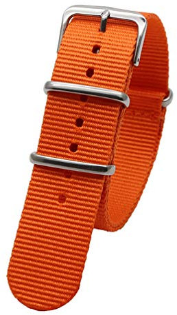 TikTako Sport-Uhrenarmband 18mm/20mm/22mm/24mm Nylon NATO Armband mit Edelstahl-Schnalle Gürtel Orange, 22mm
