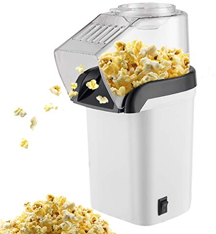 TOPCHANCES 1200W Popcorn Maker Machine, New Retro Electric Healthy Fat Free Electric Popcorn Maker Machine with Measuring Cup Popcorn for Cinema Home Theatre Parties and More (White)