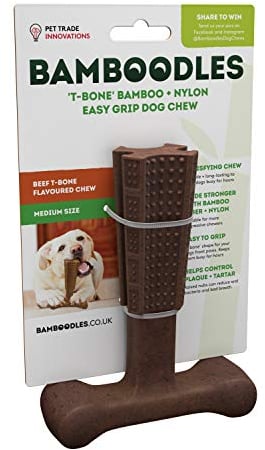 Bamboodles T-Bone Dog Chew Toy – Medium | Beef Flavour | Long Lasting Chew Stick for Medium Dogs | Durable and Safe Dog Chew for Daily Enrichment
