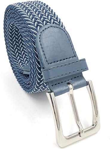 LisaModa Herren Stretch Flechtgürtel LM1000 Stretchgürtel Stoffgürtel Viele Farben (Blauweiß 054, 100-125)
