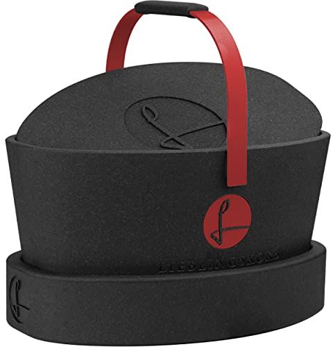 Lieblingskorb Complete deep Black (weinrot) Einkaufskorb und Thermobox in einem, inklusive Deckel und Ring, isoliert, abwaschbar, Picknickkorb zum kühlen von Lebensmittel, Einkaufstasche